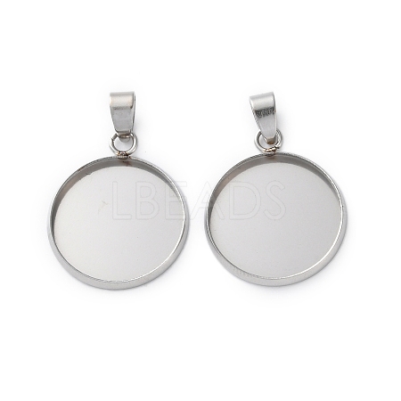 304 Stainless Steel Pendant Cabochon Settings STAS-L282-010P-07-1