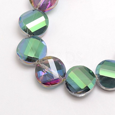 Electroplate Crystal Glass Flat Round Beads Strands EGLA-F062B-05-1