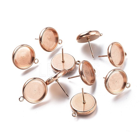 Ion Plating(IP) 304 Stainless Steel Stud Earring Settings STAS-I161-01E-RG-1