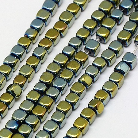 Electroplate Non-magnetic Synthetic Hematite Beads Strands G-J172-4x4mm-06-1