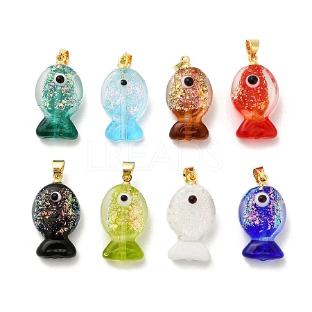 Handmade Dichroic Foil Lampwork Pendants DICH-G001-01G-1