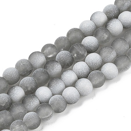 Frosted Crackle Glass Beads Strands GLAA-U001-8mm-M06-1