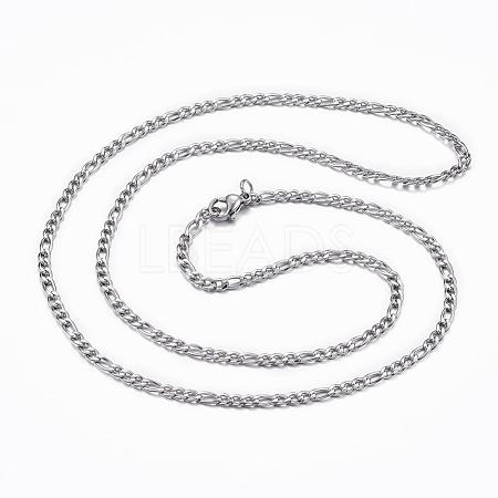 Non-Tarnish 304 Stainless Steel Figaro Chain Necklaces NJEW-H445-01P-1