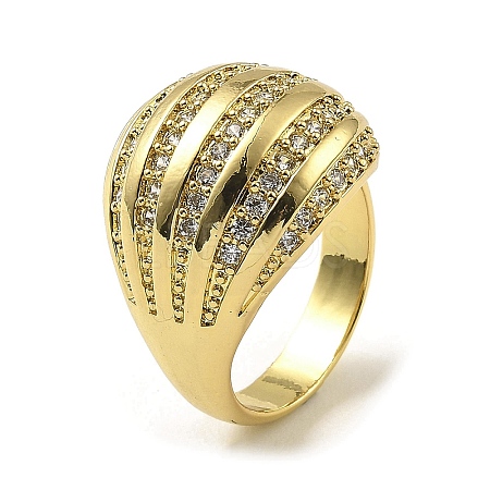 Rack Plating Brass Micro Pave Cubic Zirconia Finger Ring RJEW-H218-03G-1