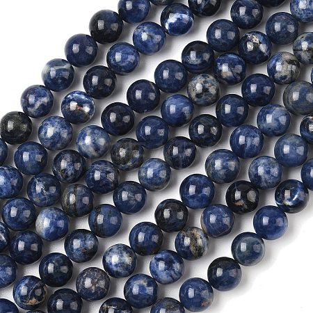 Round Natural Sodalite Beads Strands G-F222-39-14mm-1