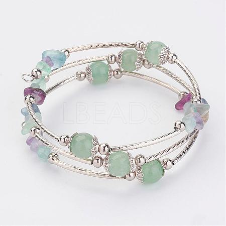 Three Loops Wrap Natural Mixed Stone Beads Bracelets BJEW-JB02922-03-1