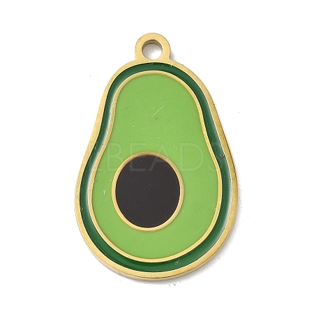 304 Stainless Steel Fruit Enamel Pendants STAS-G362-04G-01-1