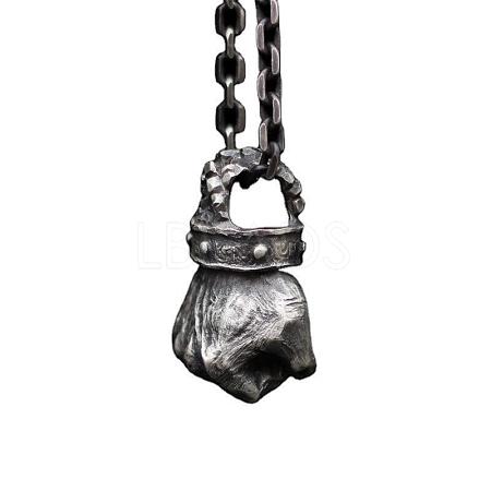 Vintage Alloy Power Boxing Fist Pendant Necklaces for Unisex WG4F7FC-01-1