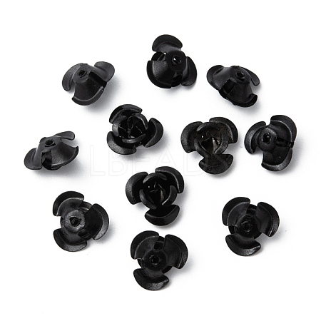 Black Tiny Aluminum Rose Flower Metal Spacer Beads for Jewelry Making Craft DIY X-AF12MM011Y-1