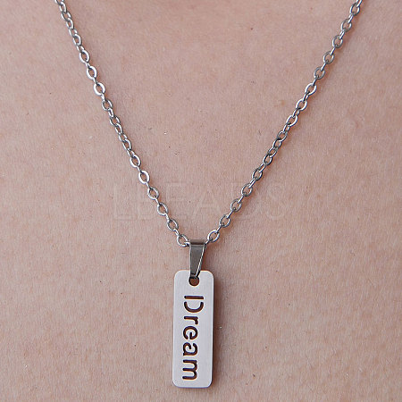 Non-Tarnish 201 Stainless Steel Word Dream Pendant Necklace NJEW-OY001-51-1