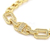 Brass Micro Pave Clear Cubic Zirconia Rectangle Link Chain Bracelets for Women BJEW-R315-01C-G-2
