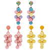 3 Pairs 3 Colors Candy Color Acrylic Cluster Dangle Stud Earrings EJEW-FI0001-18-1