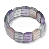 Natural Fluorite Rectangle Beaded Stretch Bracelet for Women BJEW-M297-B01-1