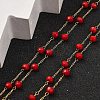 Ion Plating(IP) 304 Stainless Steel & Faceted Red Galss Link Chain Double Layer Necklaces for Women NJEW-K255-32G-2