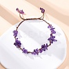 Adjustable Natural Amethyst Braided Bead Bracelets for Women BJEW-U035-02F-1