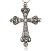 Antique Silver Alloy Rhinestone Cross Big Pendants RB-J109-01AS-1