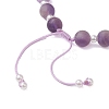 8.5mm Round Natural Amethyst & ABS Plastic Imitation Pearl Braided Bead Braclets BJEW-JB10654-4