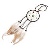 Chicken Feather Handmade Woven Net/Web with Feather Big Pendants AJEW-S080-007-3