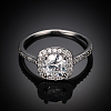 Real Platinum Plated Brass AAA Square Cubic Zirconia Engagement Ring RJEW-AA00201-7#-P-2