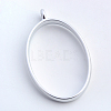 Rack Plating Alloy Oval Open Back Bezel Pendants PALLOY-S047-26B-FF-2