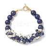 Natural Lapis Lazuli & Synthetic White Howlite Beaded Bracelets for Women BJEW-JB13150-02-2
