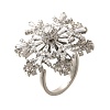 Snowflake Rotatable Open Cuff Rings for Women RJEW-B111-01P-4