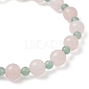 2Pcs Natural Green Aventurine & Rose Quartz Round Beaded Stretch Bracelets for Women BJEW-JB11926-6