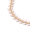 Enamel Ear of Wheat Link Chain Necklace NJEW-P220-02G-03-2