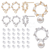 GOMAKERER 8Pcs 2 Colors Donut Shape Brass Cubic Zirconia Stud Earring Findings AJEW-GO0001-47-1