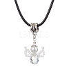 Glass Seed Beads & Glass Pearl Angel Pendant Necklaces NJEW-MZ00056-01-1