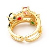 Colorful Glass Open Cuff Ring with Cubic Zirconia KK-H439-05G-3