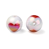 UV Plating Rainbow Iridescent Acrylic Beads OACR-F004-09H-3