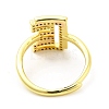 Mixed Color Enamel Initial Letter Adjustable Ring with Clear Cubic Zirconia RJEW-P045-01G-E-3