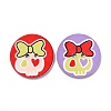 2-Hole Flat Round with Lovely Skull Pattern Acrylic Buttons BUTT-F055-02-M-2