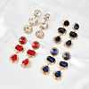 ANATTASOUL 4 Pairs 4 Colors Oval & Teardrop & Rectangle Rhinestone Dangle Stud Earrings EJEW-AN0003-05-7