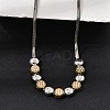 Duo Tone 304 Stainless Steel Micro Pave Clear Cubic Zirconia Beaded Pendant Flat Snake Chain Necklaces SA-CBAB122-01A-1