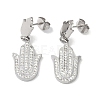 Hamsa Hand 304 Stainless Steel Polymer Clay Rhinestone Dangle Earrings EJEW-L283-012P-1