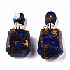 Assembled Synthetic Bronzite and Lapis Lazuli Openable Perfume Bottle Pendants G-S366-059A-2