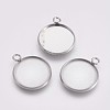 202 Stainless Steel Pendant Cabochon Settings STAS-I088-A-03P-1