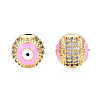 Brass Micro Pave Cubic Zirconia Beads KK-N227-88E-3