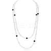 Baking Paint Pearlized Glass Pearl Round Beaded Long Necklaces NJEW-SW00066-02-1