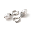 ABS Imitation Pearls Drop Dangle Hoop Earrings with Clear Cubic Zirconia EJEW-F288-02P-2