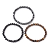3Pcs 3 Style Natural & Synthetic Mixed Stone Round Beaded Stretch Bracelets BJEW-JB10178-02-4