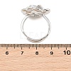 Flower Brass Micro Pave Cubic Zirconia & Enamel Cuff Ring Settings KK-CBAC351-06P-04-3