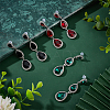 ANATTASOUL 3 Pairs 3 Colors Glass Teardrop Dangle Stud Earrings with Rhinestone EJEW-AN0003-98-7