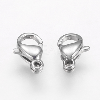 Tarnish Resistant 304 Stainless Steel Lobster Claw Clasps Hand Polished STAS-F125-9x6mm-P-1