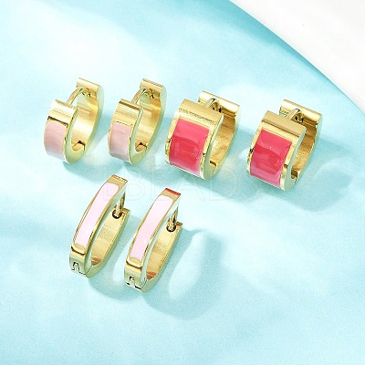 304 Stainless Steel Enamel Hoop Earrings EJEW-K268-20G-01-1