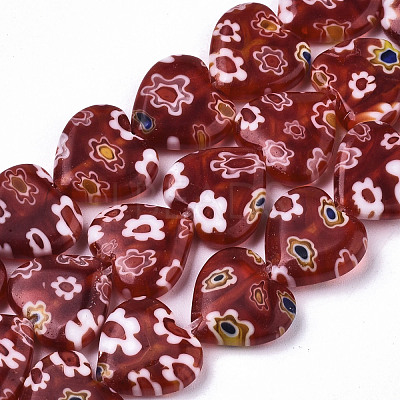 Handmade Millefiori Lampwork Beads Strands LAMP-N023-001-1