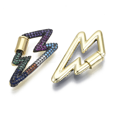 Brass Micro Pave Cubic Zirconia Screw Carabiner Lock Charms ZIRC-N039-014B-NF-1