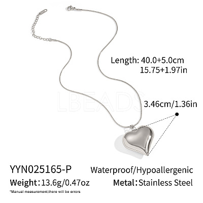 304 Stainless Steel Heart Pendant Necklaces for Women DZ5529-2-1